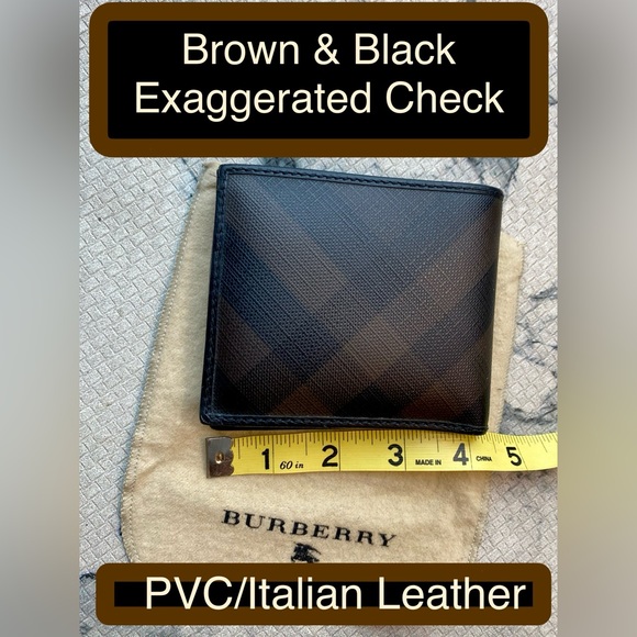 BURBERRY Upscale Mega Check Bifold Wallet🔥Extra storage🔥PVC/Leather🇮🇹made!⭐️ - Picture 7 of 17